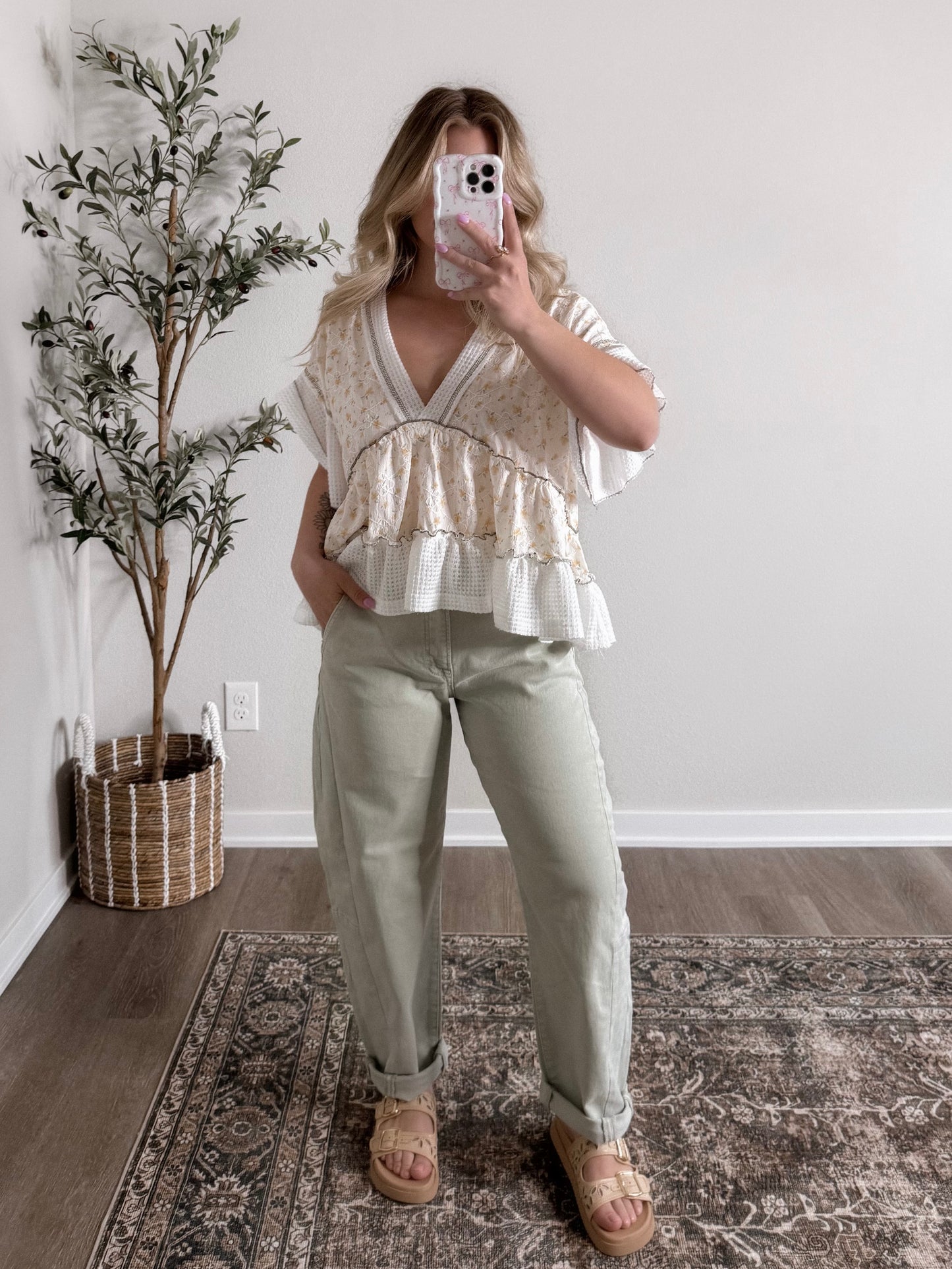 Lenni High Waisted Barrel Jean / Sage