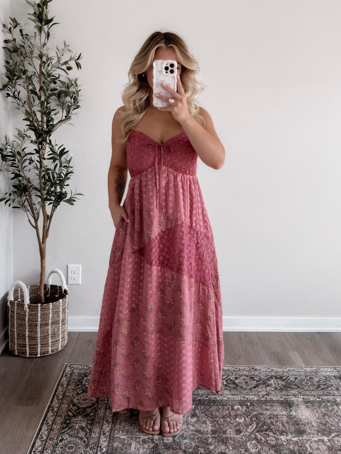 Claret Patchwork Maxi Dress