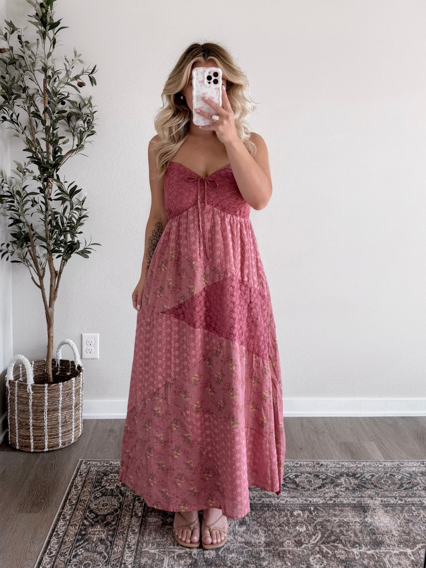 Claret Patchwork Maxi Dress