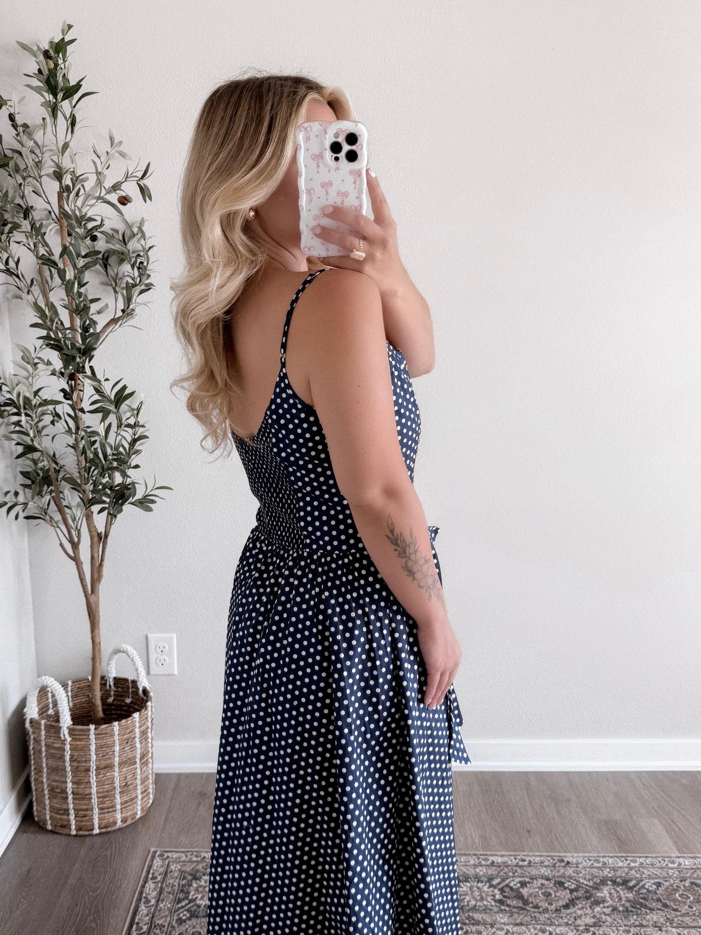 Annie Dotted Midi Dress / Navy