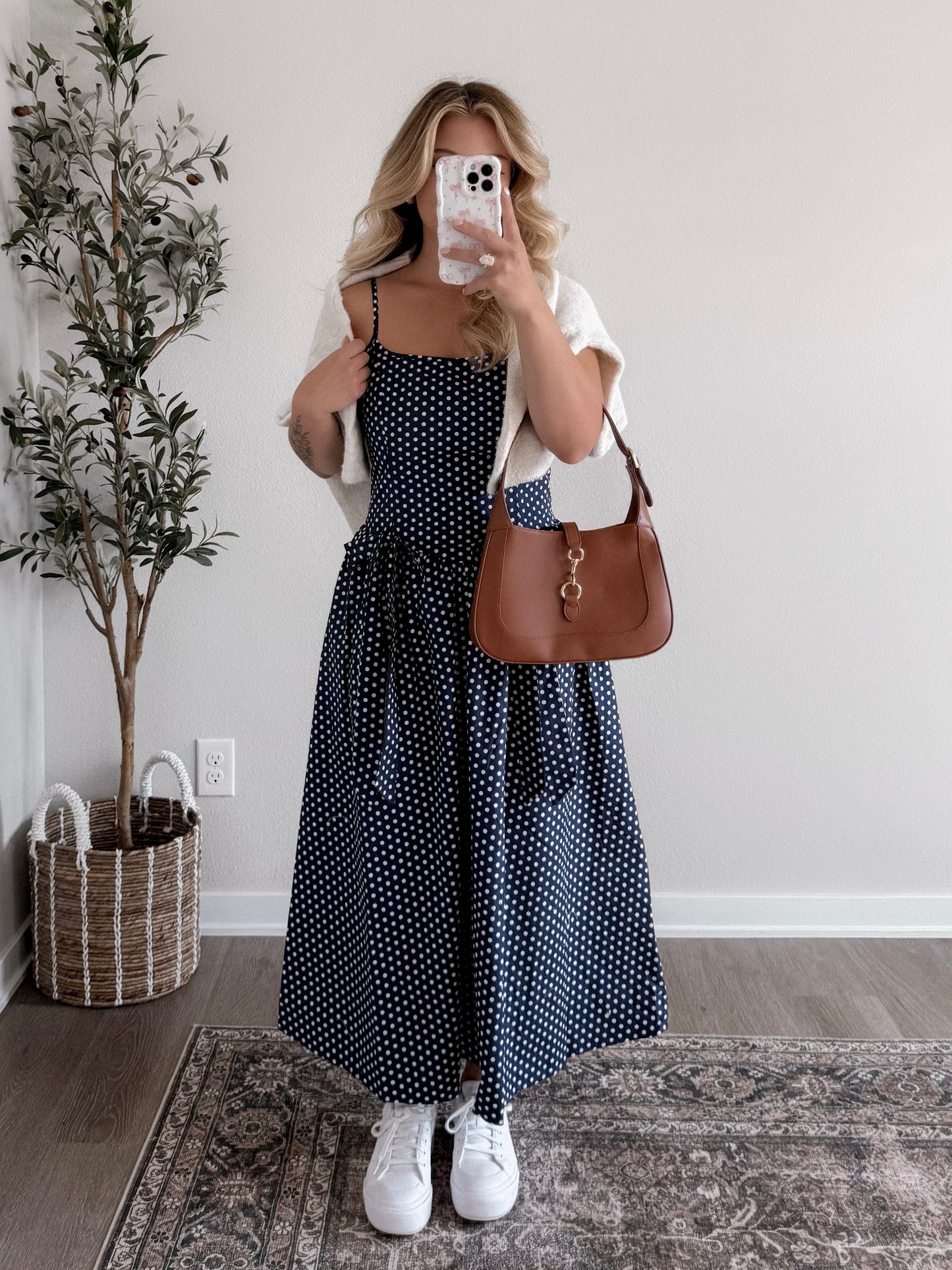 Annie Dotted Midi Dress / Navy