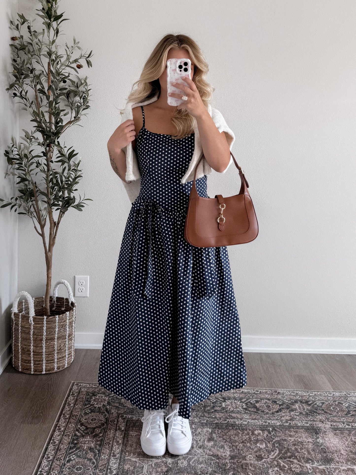 Annie Dotted Midi Dress / Navy