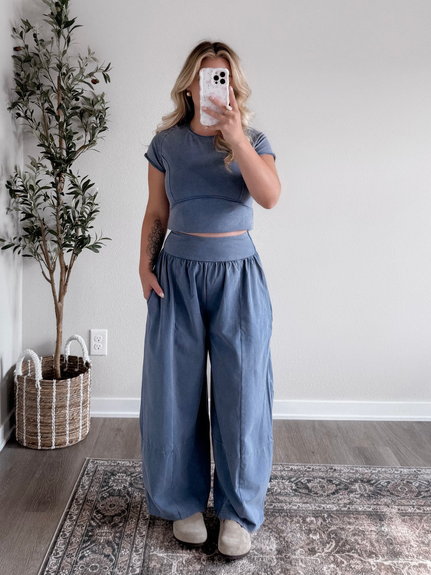 Free Falling Mineral Wash Barrel Pant