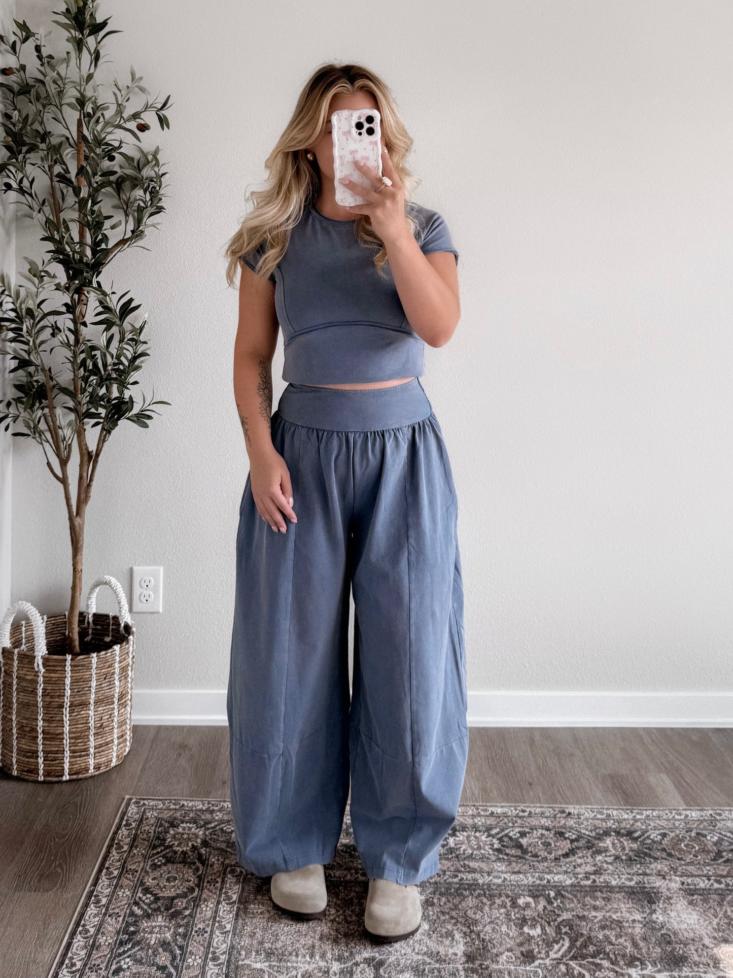 Free Falling Mineral Wash Barrel Pant