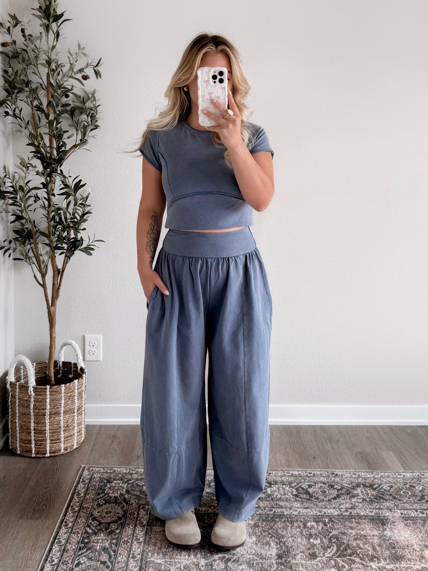 Free Falling Mineral Wash Barrel Pant