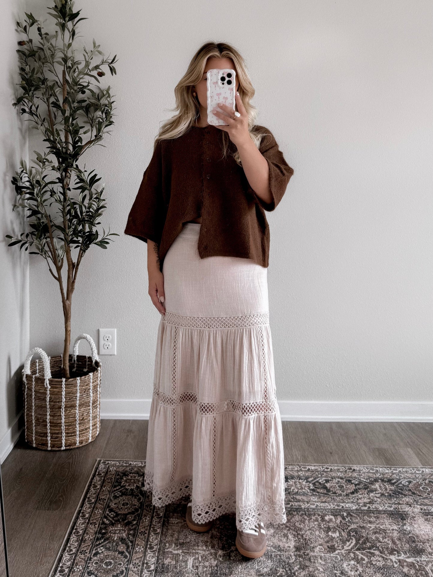 Neutral Crochet Midi Skirt