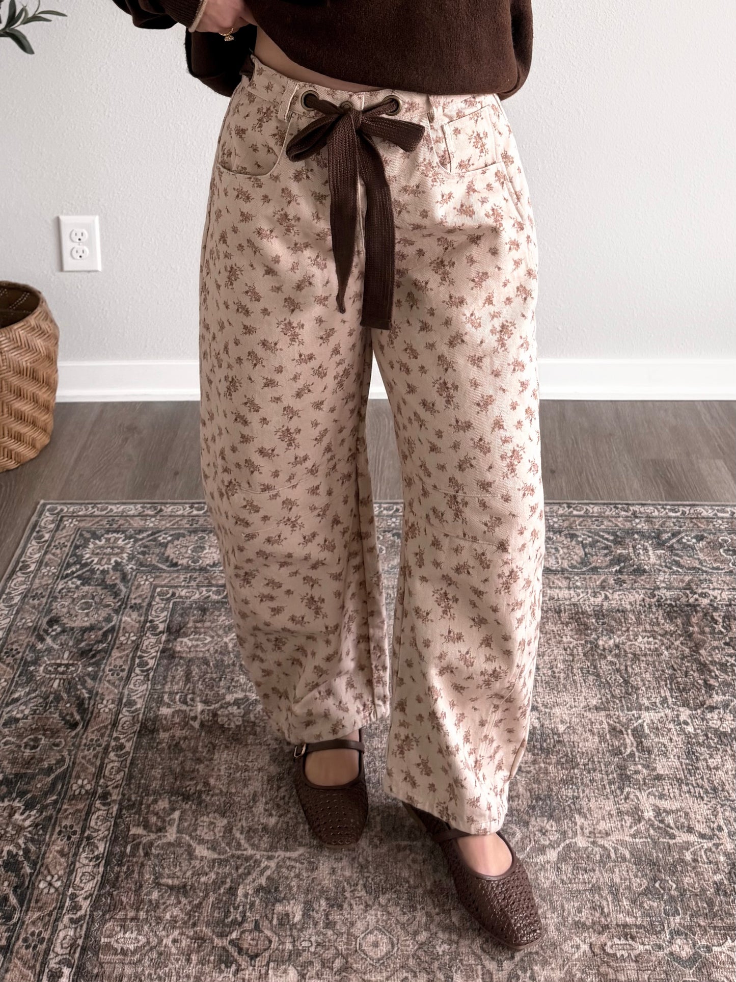 Cozy Cottage Floral Barrel Pant (Restocking 10.5)