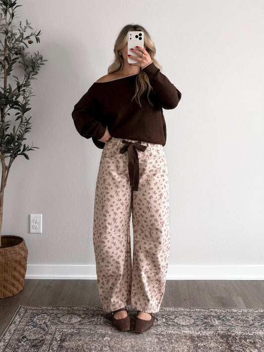 Cozy Cottage Floral Barrel Pant (Restocking 10.5)