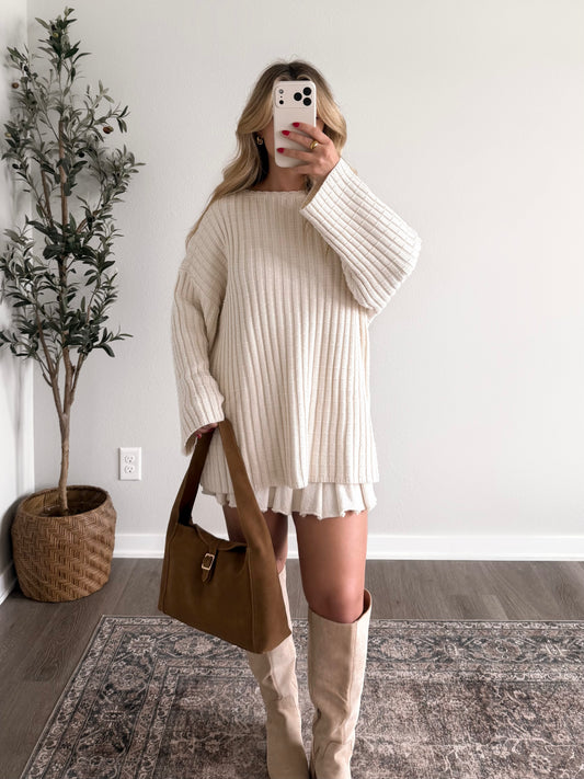 Said Softly Knit Skirt Set / Cream (Restocking Mid November)