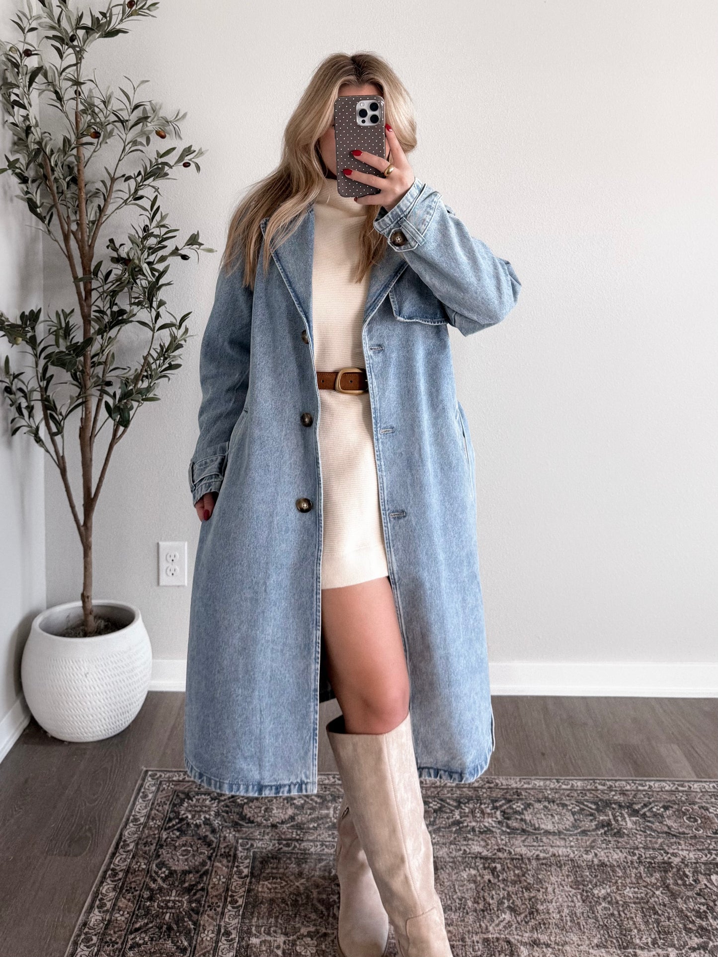 Winter Estate Denim Trench Coat