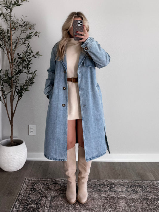 Winter Estate Denim Trench Coat