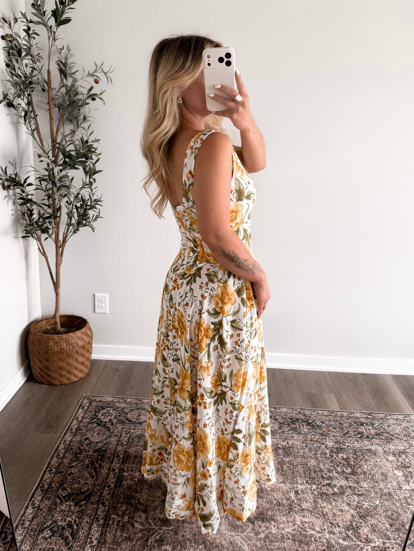 Citrus Grove Floral Midi Dress