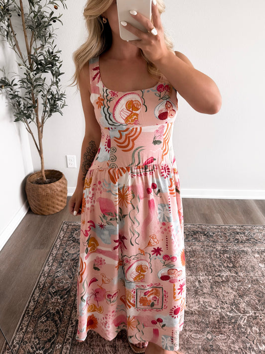 Aperol Spritz Sunset Midi Dress