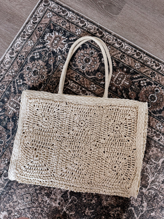 Crochet Straw Beach Bag / Ivory