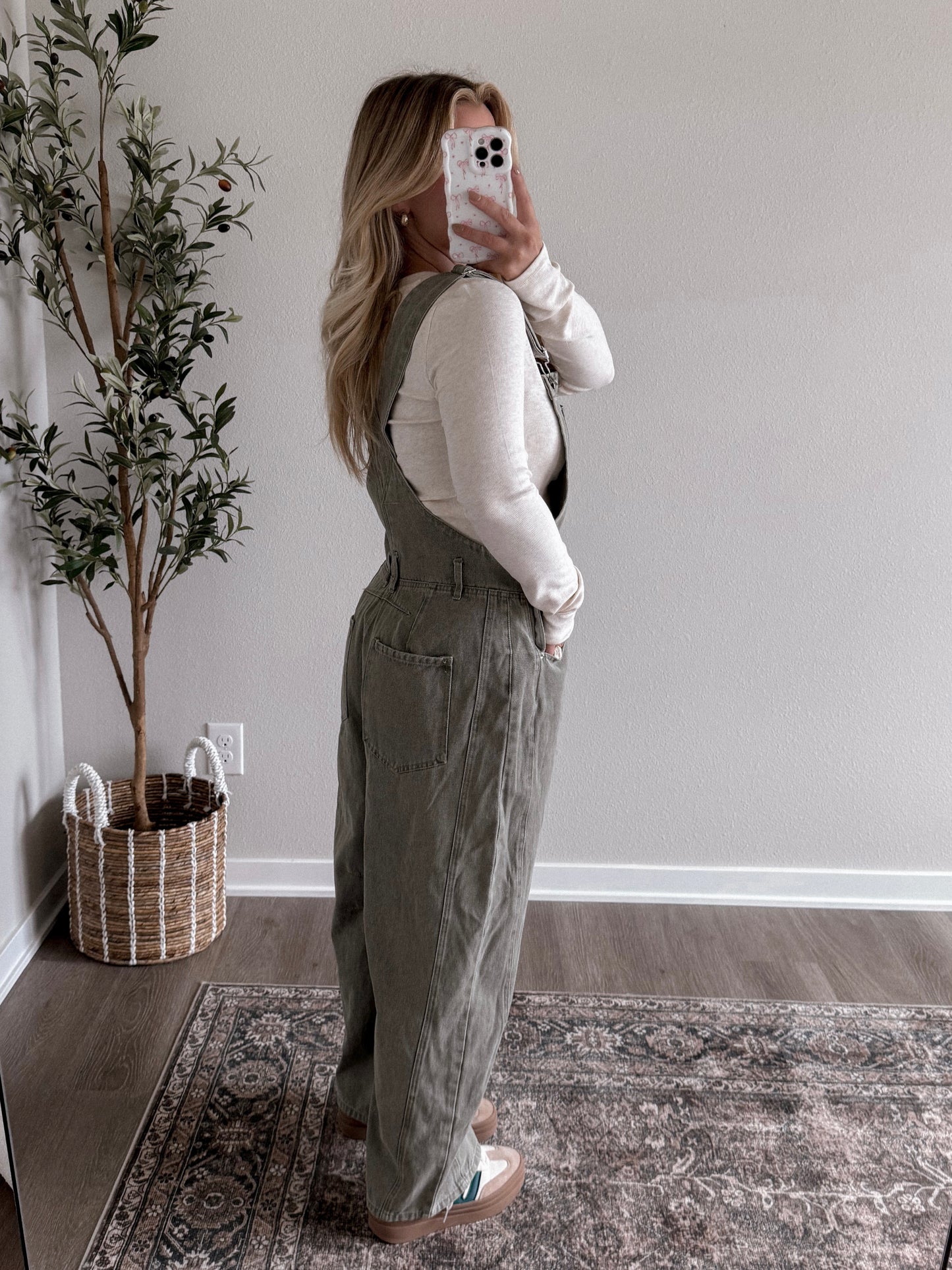 Beck Denim Barrel Overalls / Olive