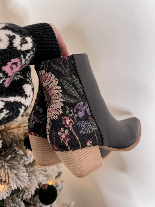 Arisa Floral Black Boots Final Sale