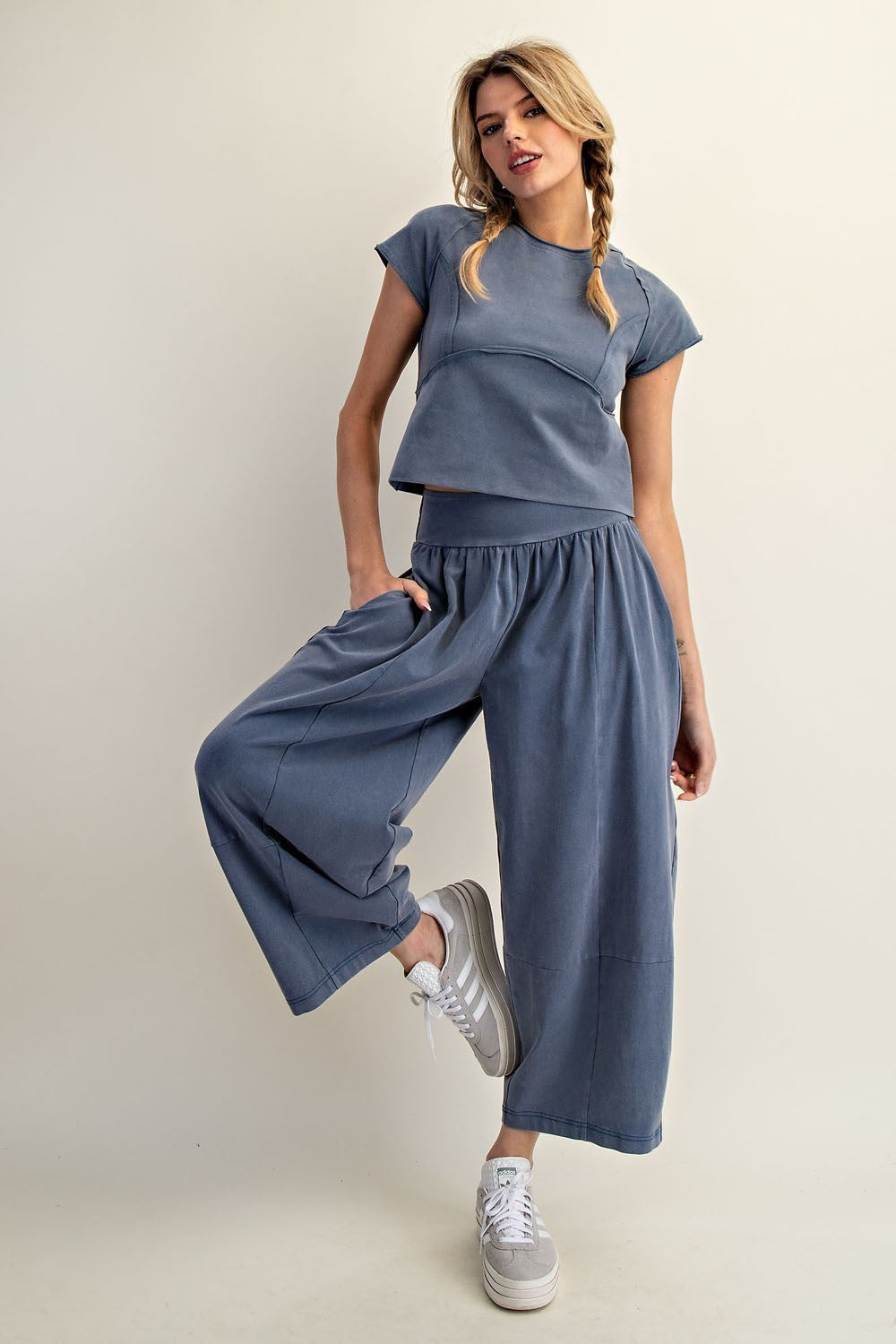 Free Falling Mineral Wash Barrel Pant