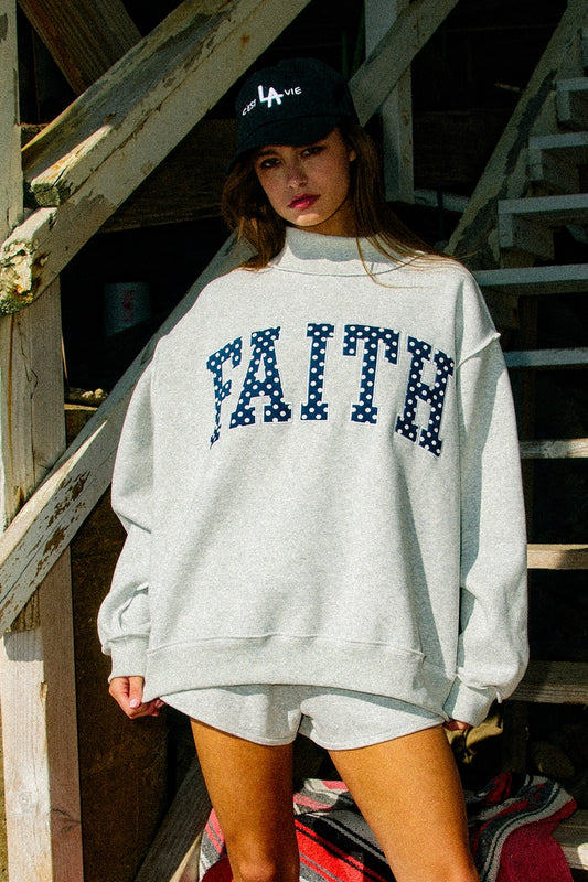"Faith" Oversized Mockneck Pullover