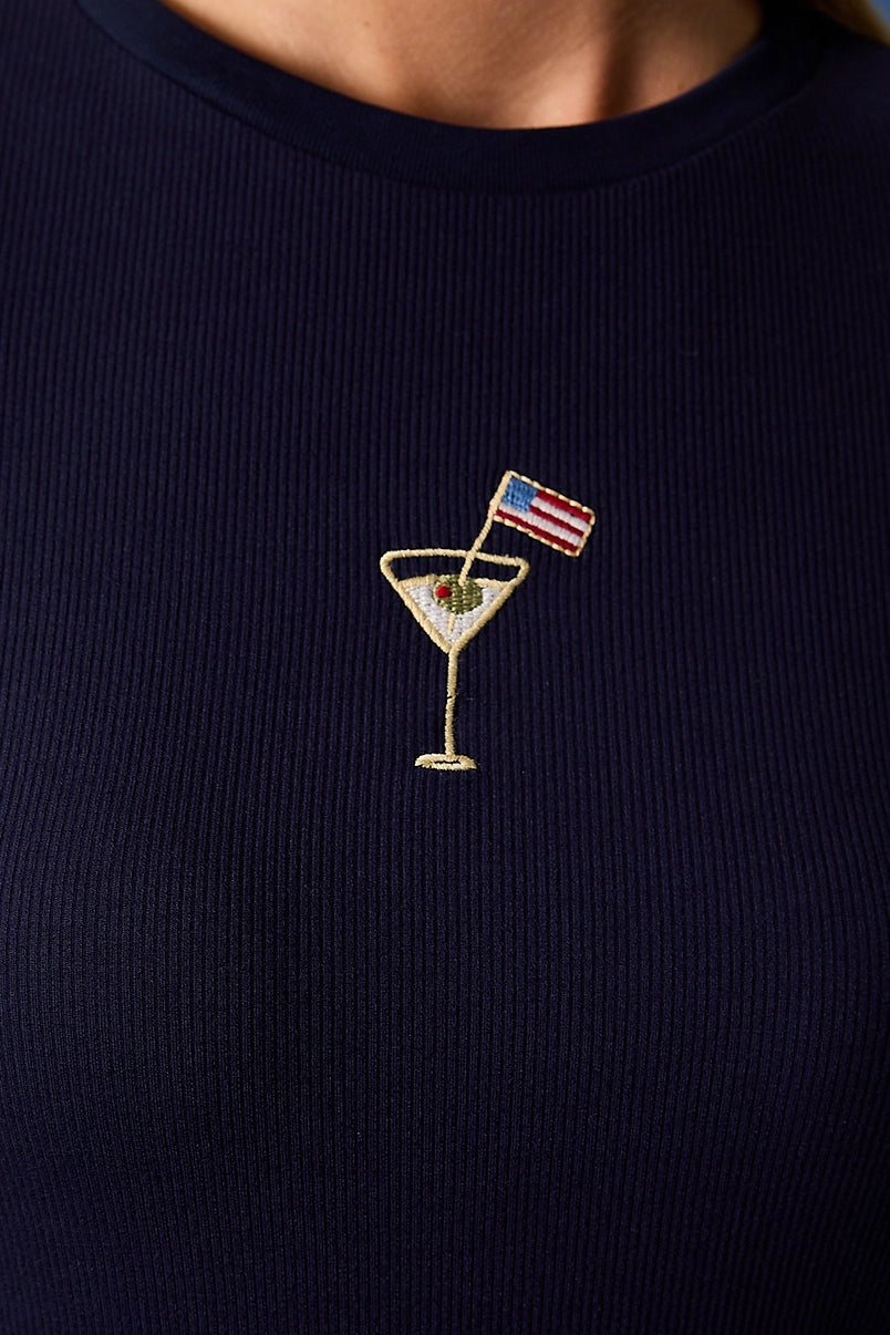Tini Martini Embroidered Basic Tee