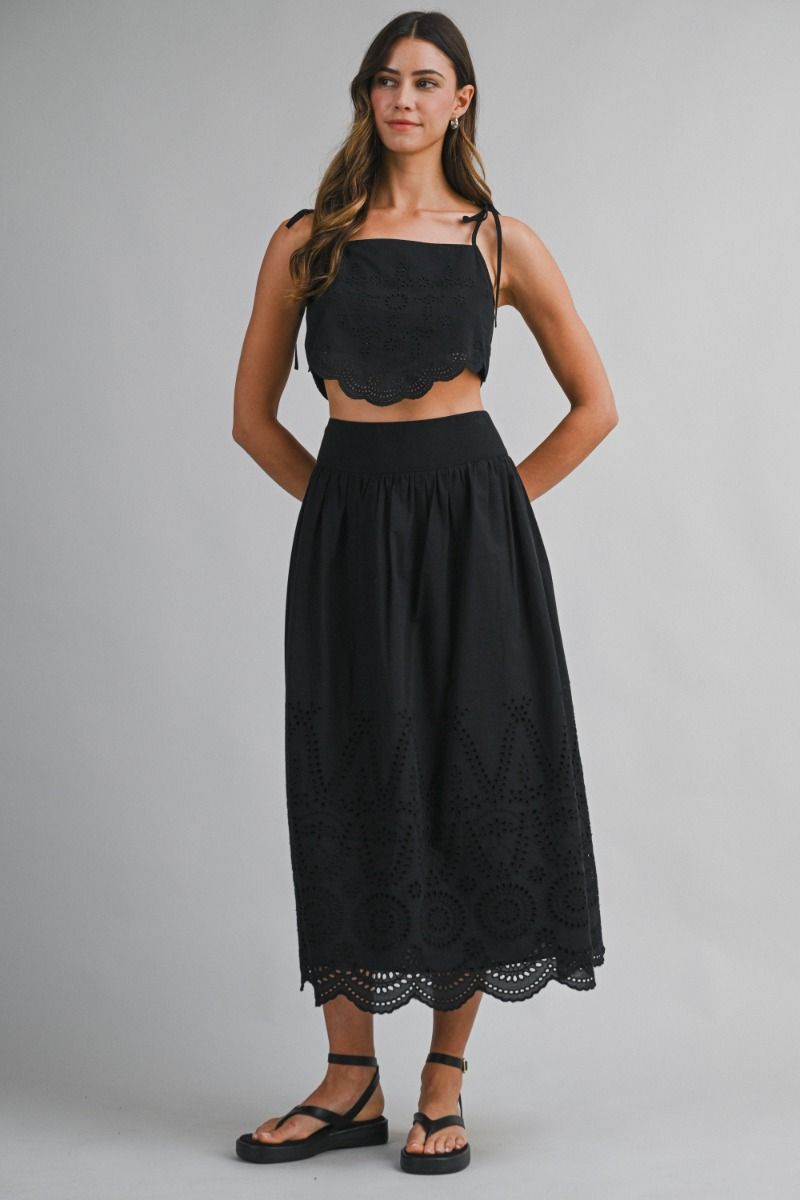 In The Details Eyelet Skirt Set