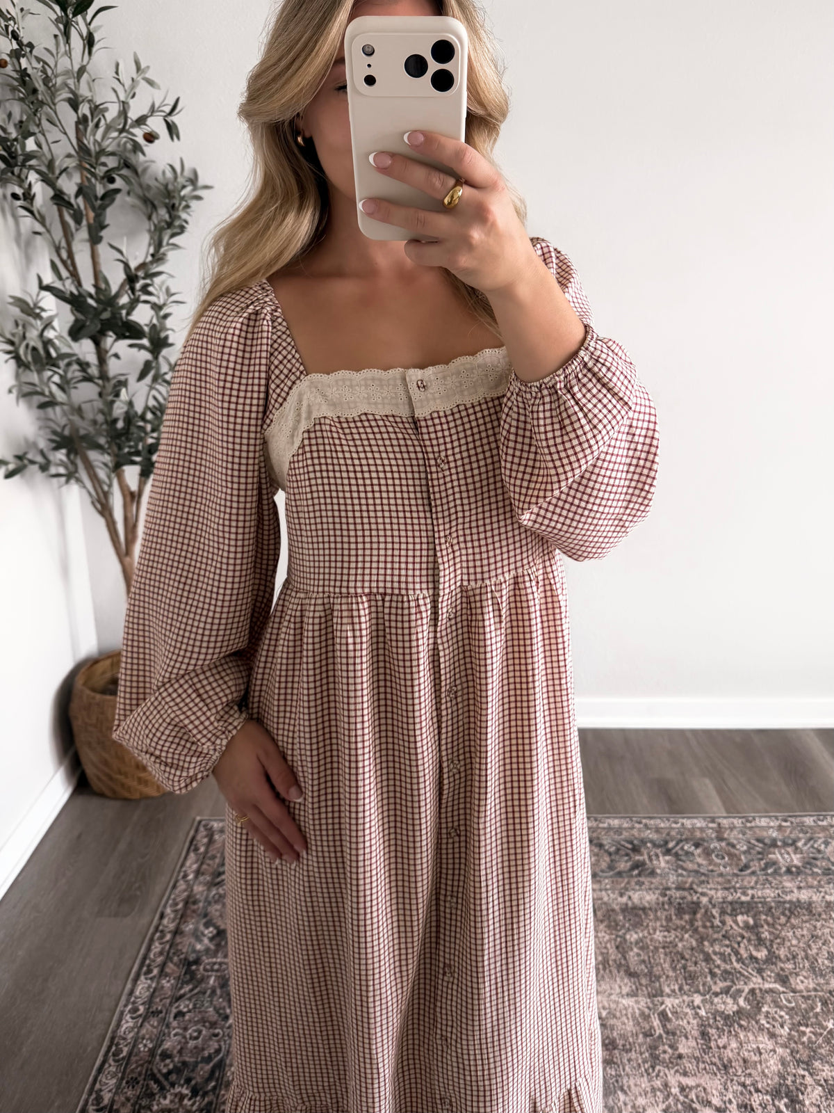 Cottage Lane Gingham Midi Dress
