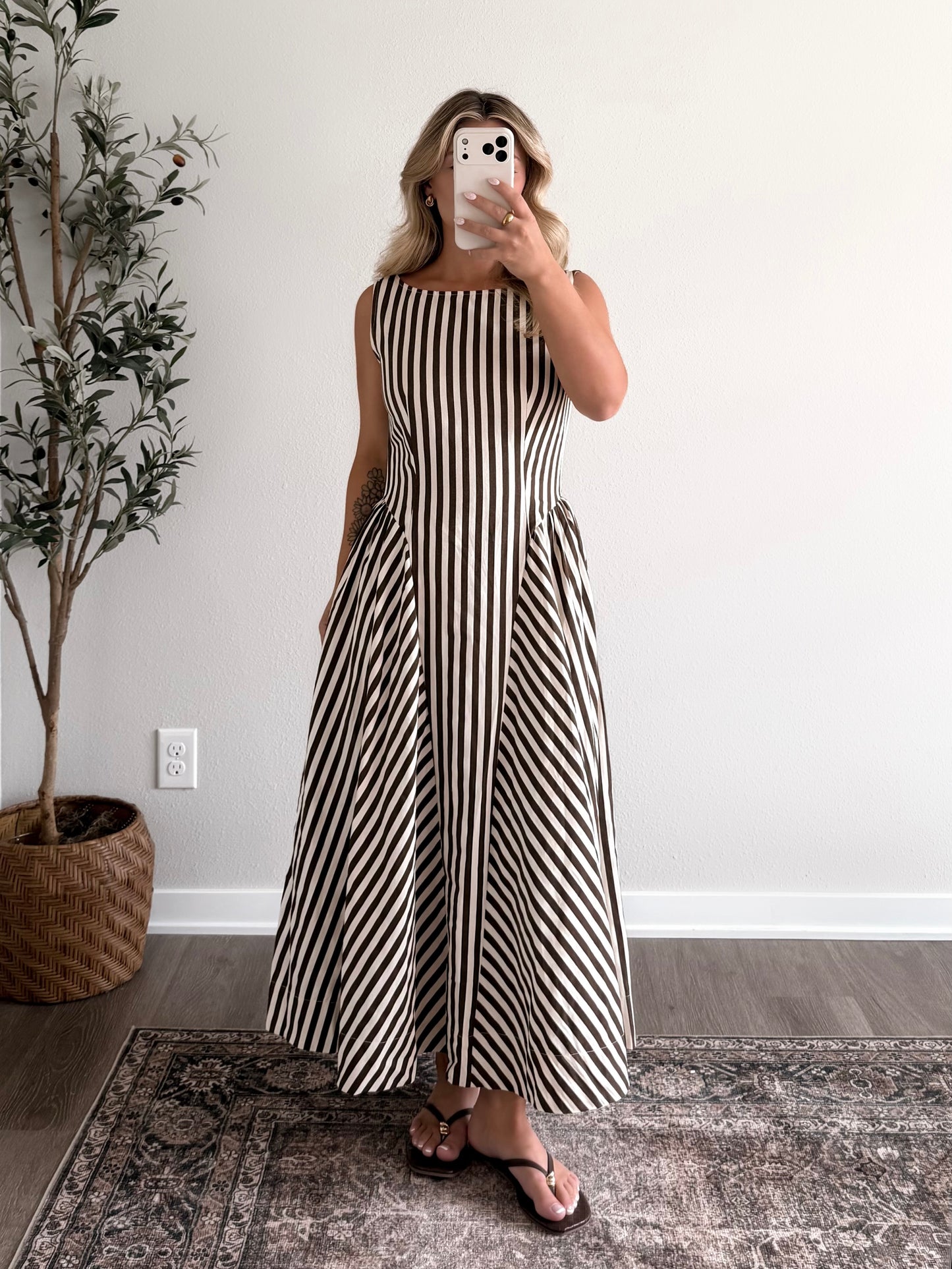 Column Stripe Midi Dress