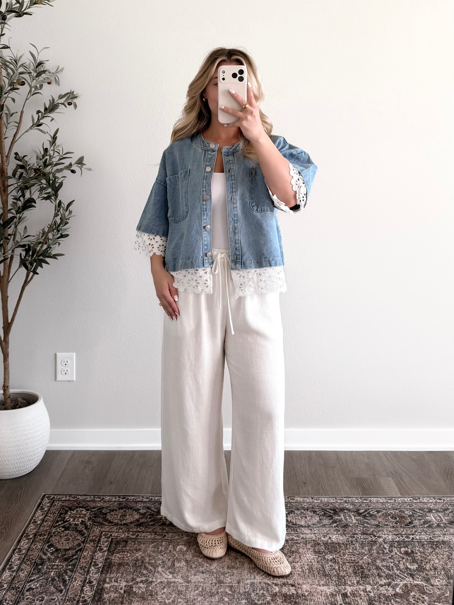 Crochet Lace Denim Jacket