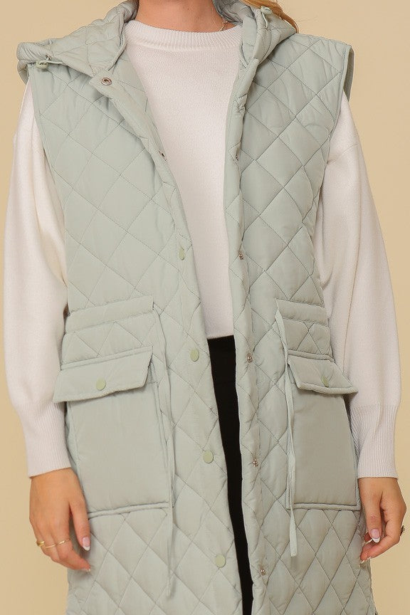 Keep Warm Quilted Midi Vest Final Sale