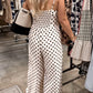 Biscotti Dotted Wide Leg Jumpsuit / Cream-Brown