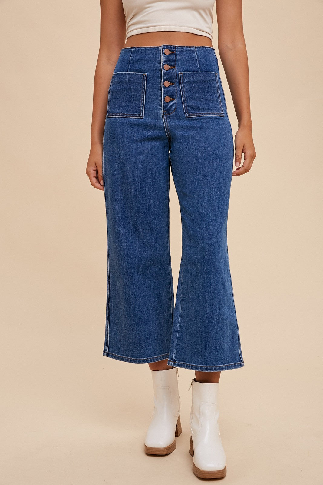 The Rebeccah High Rise Crop Wide Leg Denim Final Sale