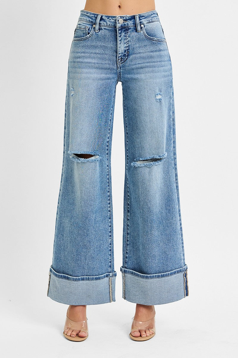 Hollis High Rise Wide Cuffed Jeans / Tall Friendly