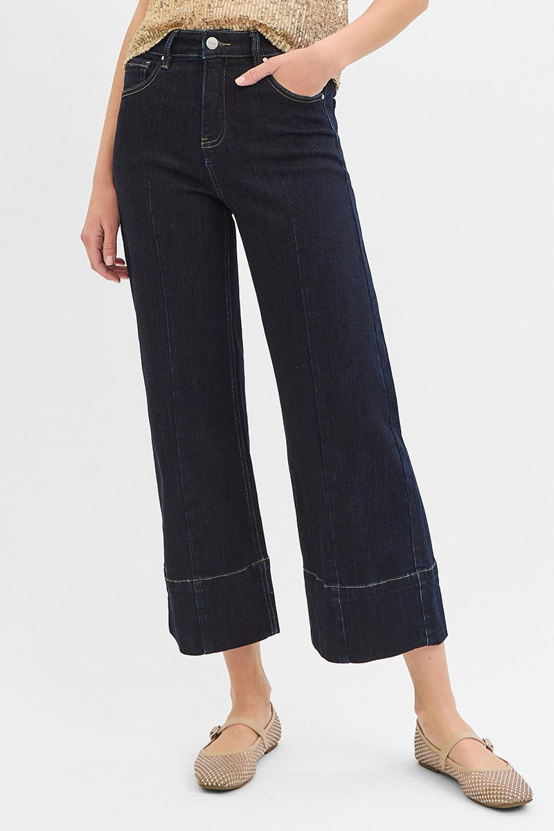 Eve High Rise Wide Leg Crop Jean / Dark Wash
