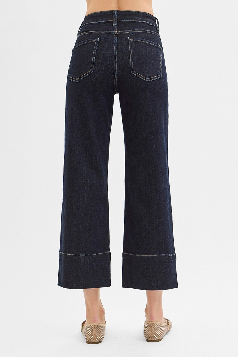 Eve High Rise Wide Leg Crop Jean / Dark Wash