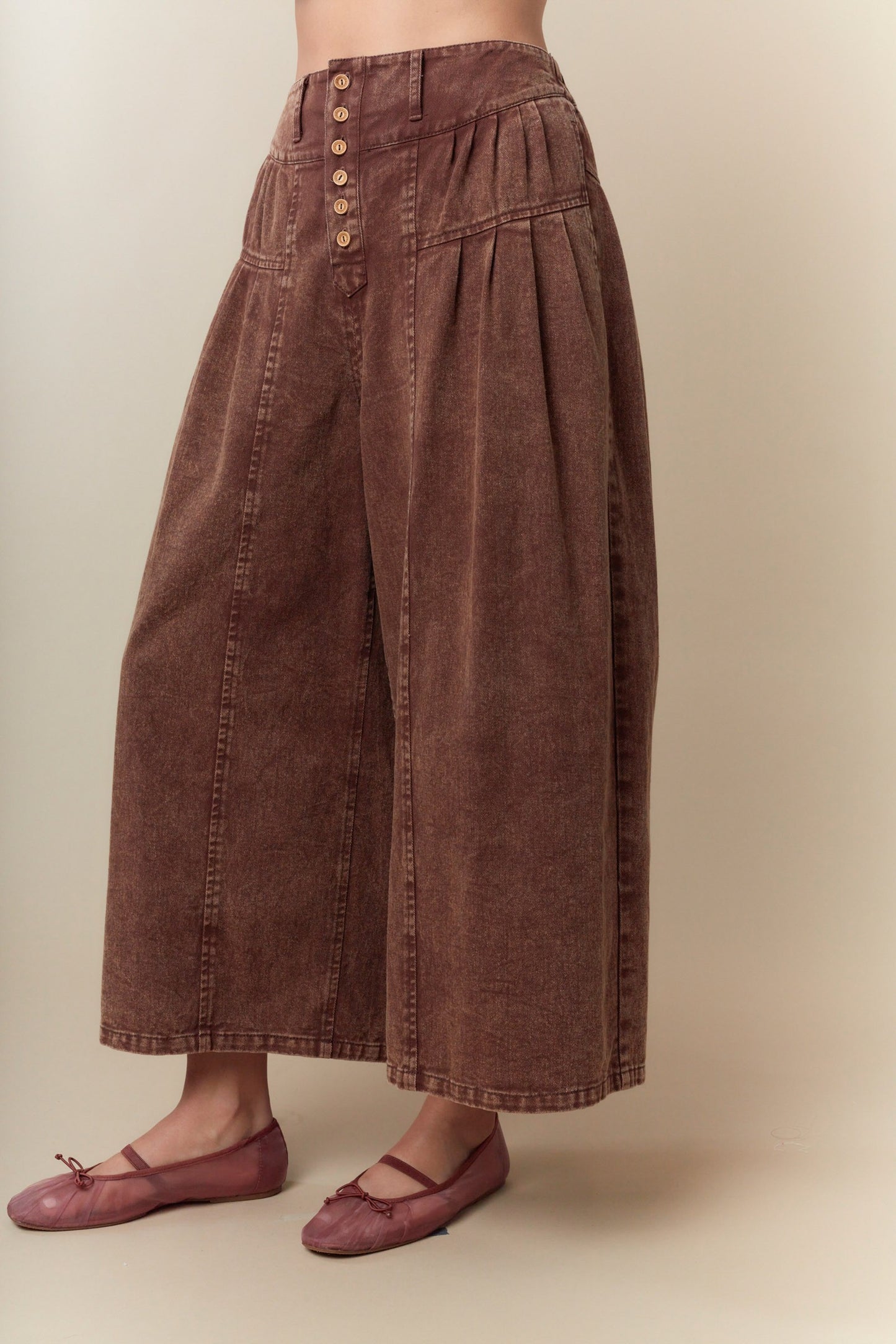 Sawyer High Rise Wide Leg Crop Pant / Brown (Short Friendly)