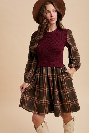City Check Sweater Dress