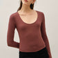 Essential Scoop Neckline Top / Brown