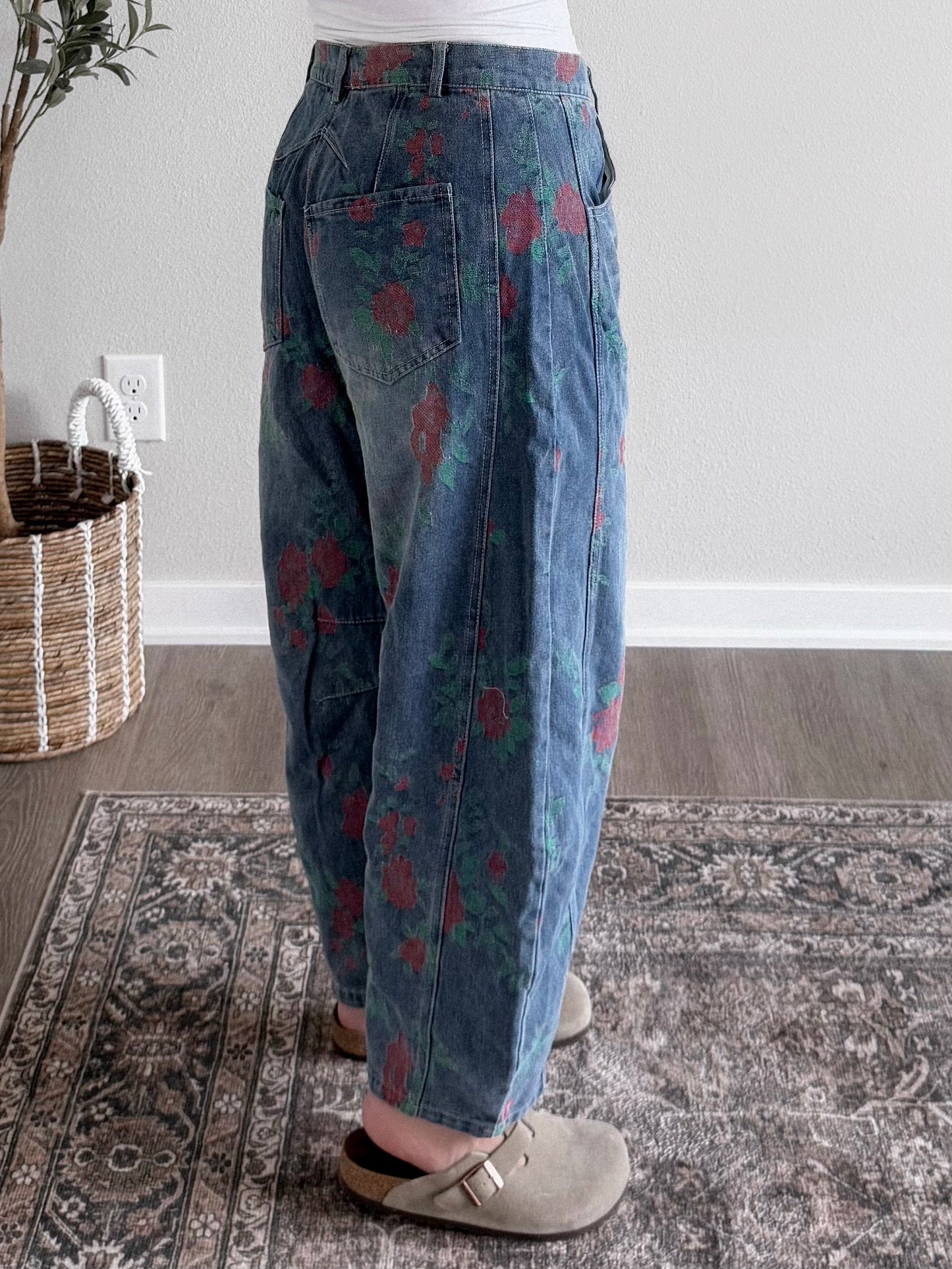 Vintage Rose Barrel Jean