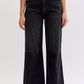 Zayne High Waisted Crop Wide Leg Jean / Washed Black
