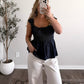 Noelle Denim Peplum Top