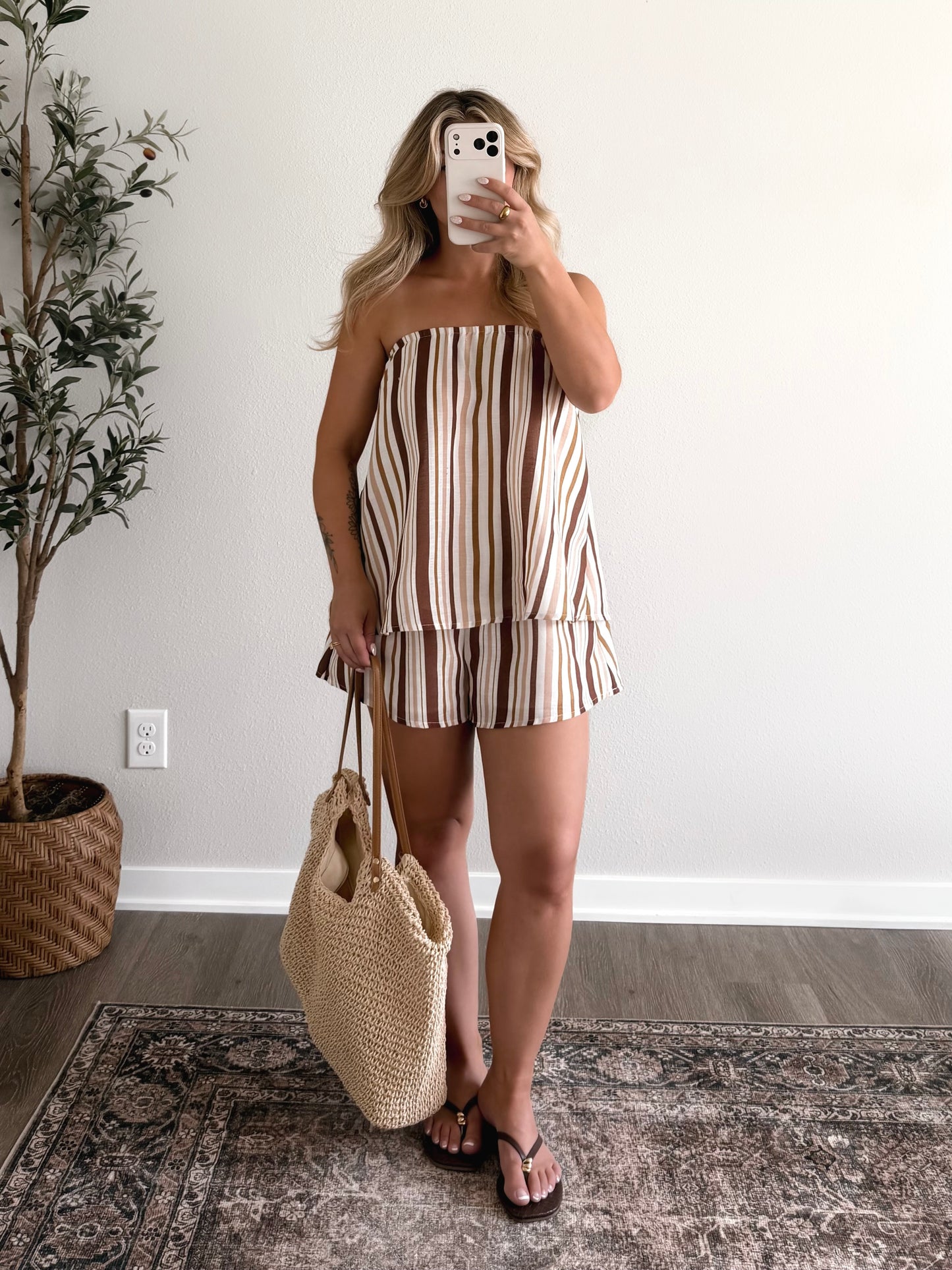 Golden Coast Striped Short Set