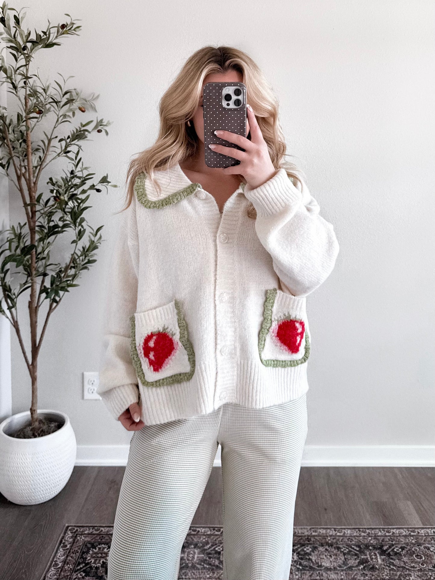 Strawberry Patch Collared Sweater