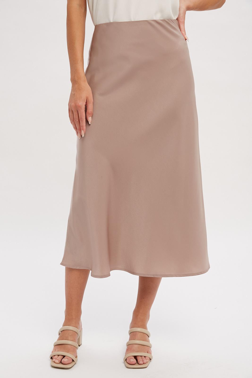 Sweet And Chic Satin Midi Skirt Final Sale