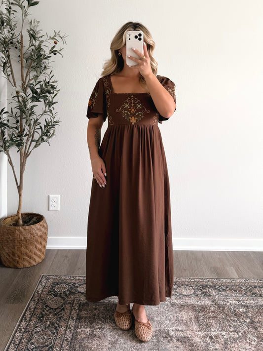 Woodland Embroidered Midi Dress