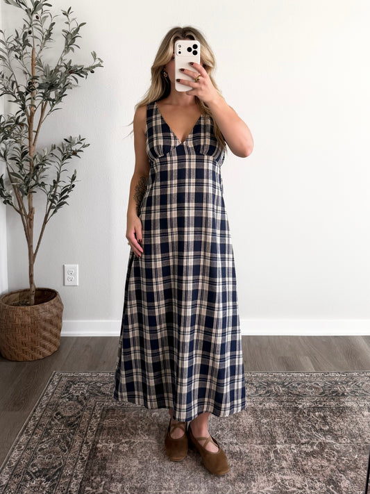 New England Plaid Midi Dress