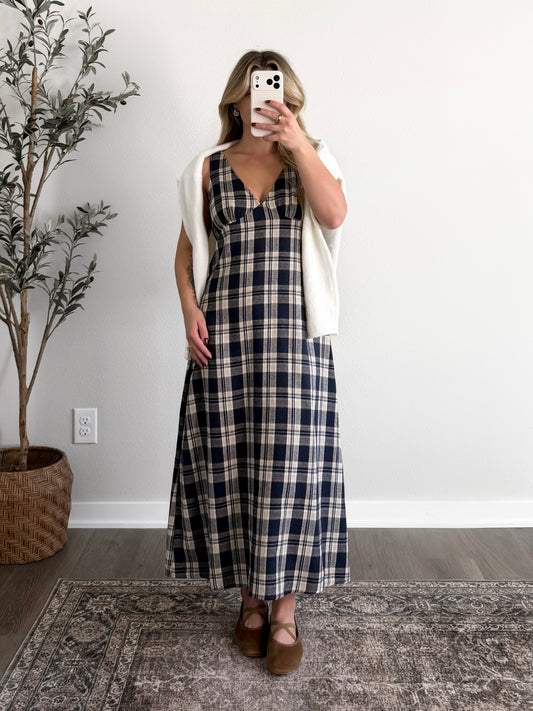 New England Plaid Midi Dress