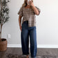 Toasted Plaid Button Top