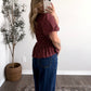 Autumn Valley Grid Peplum Top