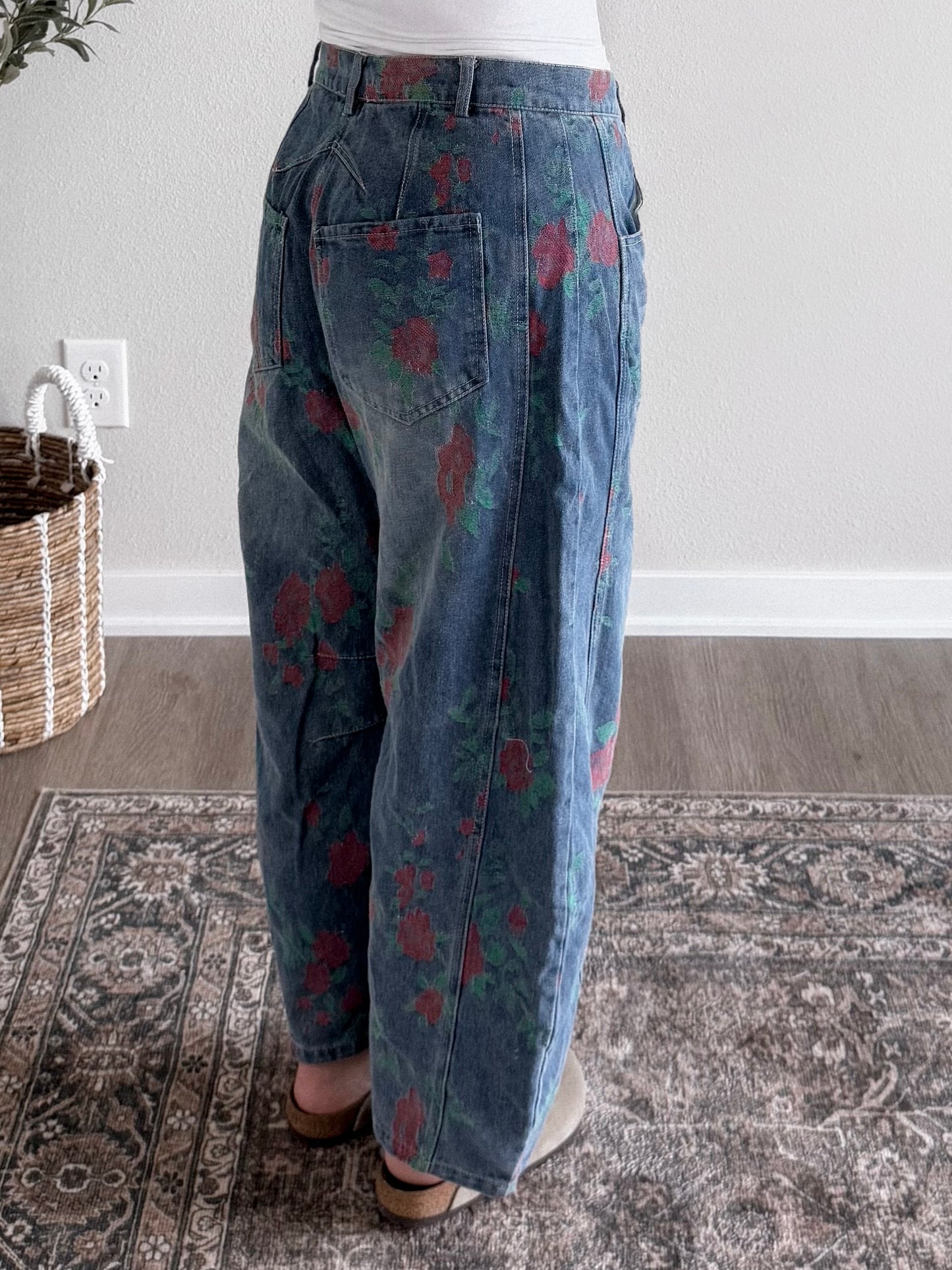Vintage Rose Barrel Jean