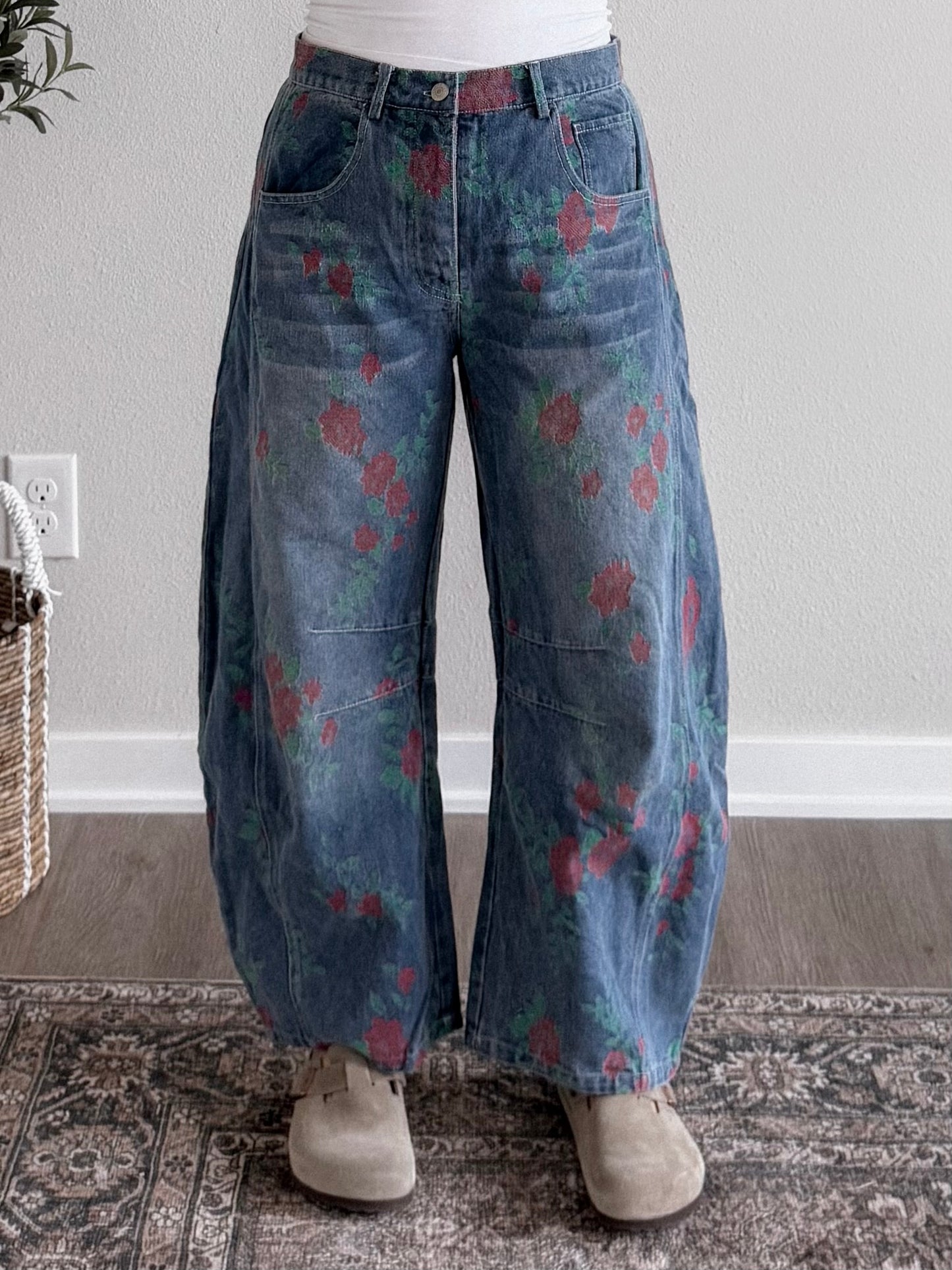 Vintage Rose Barrel Jean