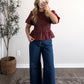 Autumn Valley Grid Peplum Top